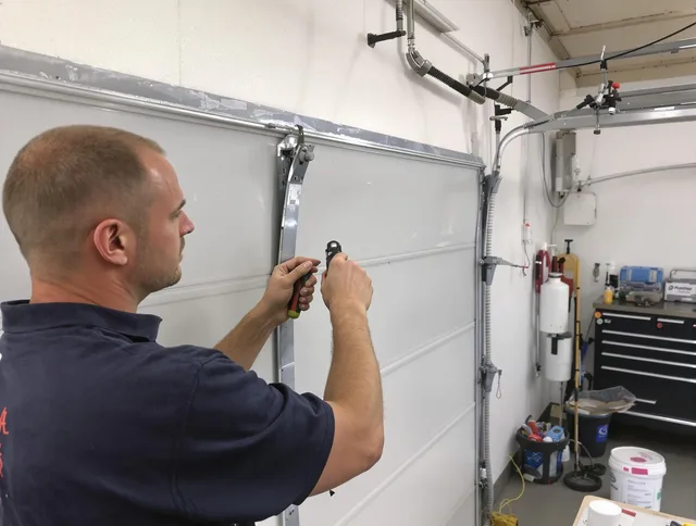 Before and after garage door dent repair by Delray Beach Garage Door Repair in Delray Beach