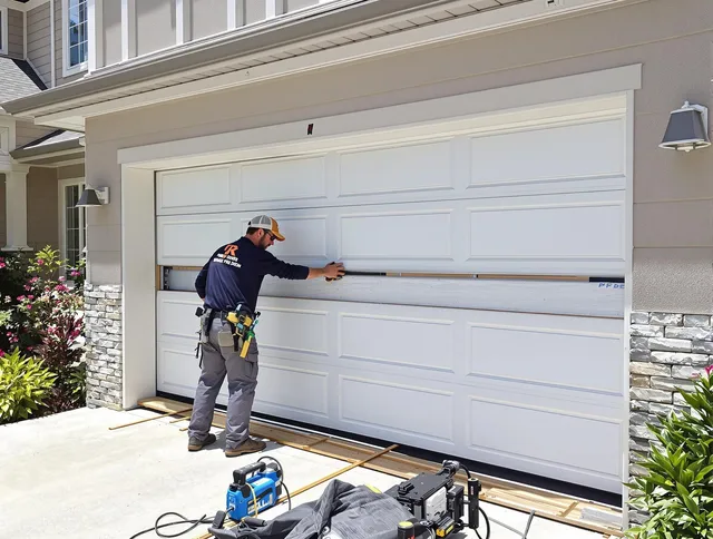 Delray Beach Garage Door Repair team performing complete garage door replacement at Delray Beach residence