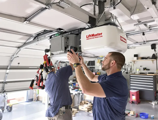 Delray Beach Garage Door Repair technician performing advanced diagnostics on garage opener in Delray Beach