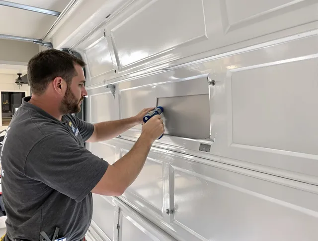 Garage door panel repair by Delray Beach Garage Door Repair in Delray Beach