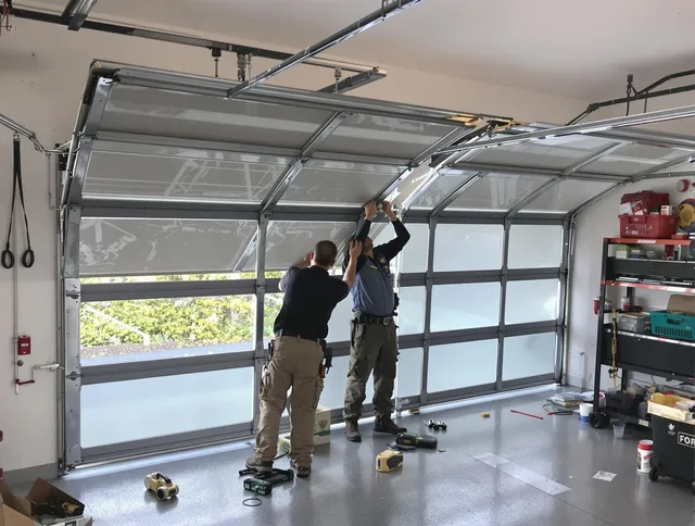 Delray Beach Garage Door Repair expert performing precise panel replacement on Delray Beach garage door